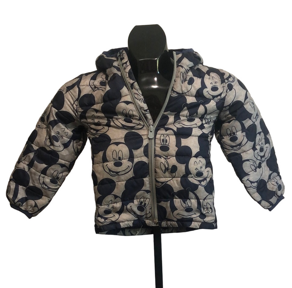 GAP Disney Mickey Mouse Navy & Grey Puffer Jacket, Unisex